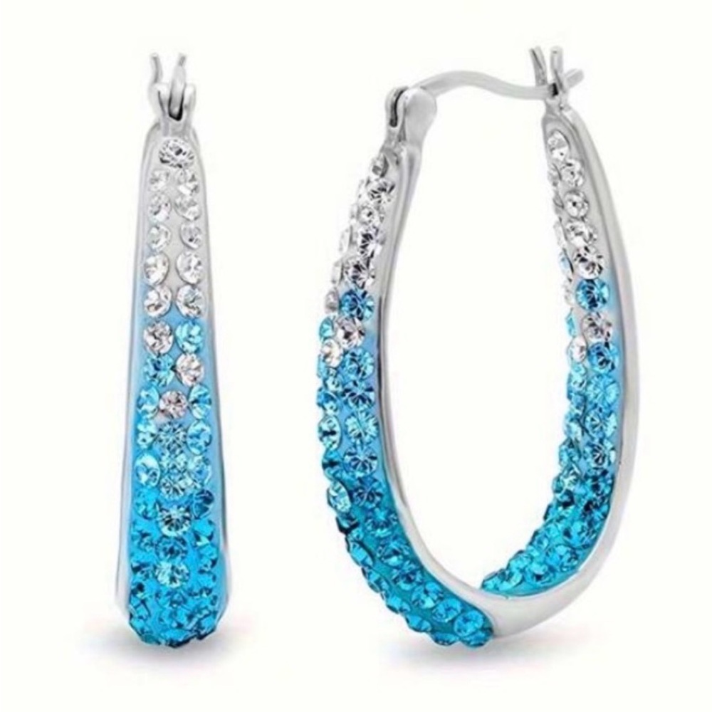NEW Silver and Blue Hoop Earrings - Boutique